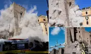 Ancient Roman Tower Collapses Near Colosseum: Tourists Flee as Rubble Crashes Down