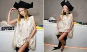 Lila Moss Steals the Spotlight in Dramatic Pirate Hat and Floral Minidress at London Fashion Dinner