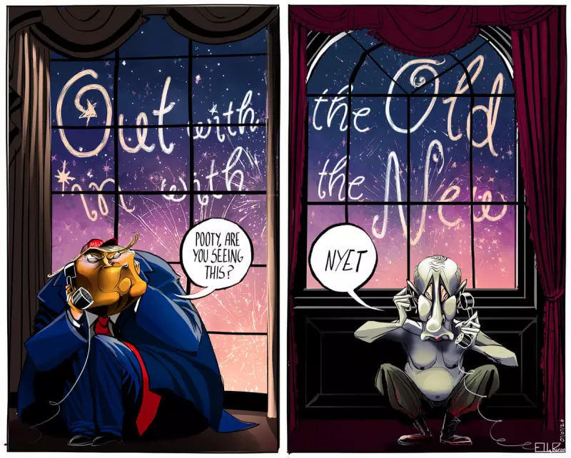 Ella Baron's 2026 New Year Cartoon: Trump and Putin's Shadow Over Celebrations