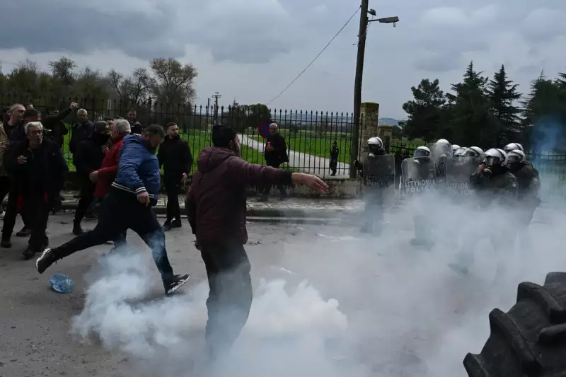 Greek Police Fire Tear Gas at Farmers Blocking Thessaloniki Airport Road