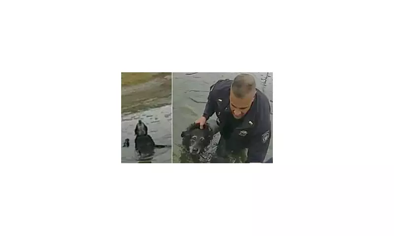 Police Officer Braves Freezing Muddy Pond to Rescue Elderly Dog in Rhode Island