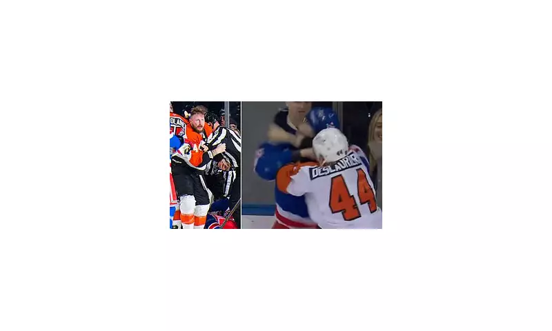 Rangers Rookie Othmann's Brave Brawl Ends in Brutal Beatdown by Flyers' Deslauriers