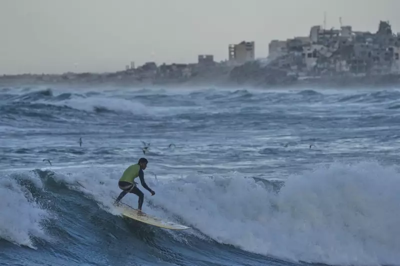 Surfers Return to Gaza Coastline Amidst Visible War Damage