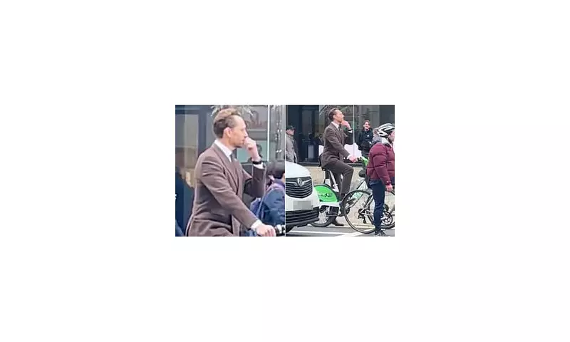 Tom Hiddleston Stuns Fans with Suited Lime Bike Ride in Central London