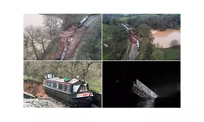 Narrowboat teeters on 160ft sinkhole as canal network faces 'ticking timebomb'