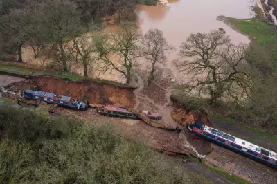 Whitchurch Canal Sinkhole Swallows Narrowboats in 'Titanic-Like' Scene