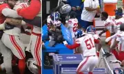Giants' Rico Payton in Vicious Sideline Brawl & Stomp Incident vs Raiders