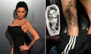 Katie Price Adds 20th Tattoo: Her Own Face Inked on Leg in Floral Design
