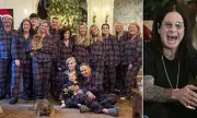 Sharon Osbourne Hosts First Christmas Without Ozzy in Matching Family Pyjamas