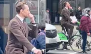 Tom Hiddleston Stuns Fans with Suited Lime Bike Ride in Central London
