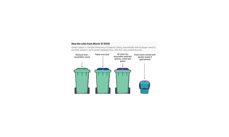 Four-Bin Recycling Rollout in England Faces £21m Cost and Pavement Hazard Warnings
