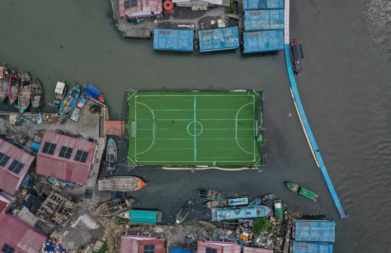 Global Lens: A Floating Pitch, Evacuated Train and Conflict Zones in Friday's Photos