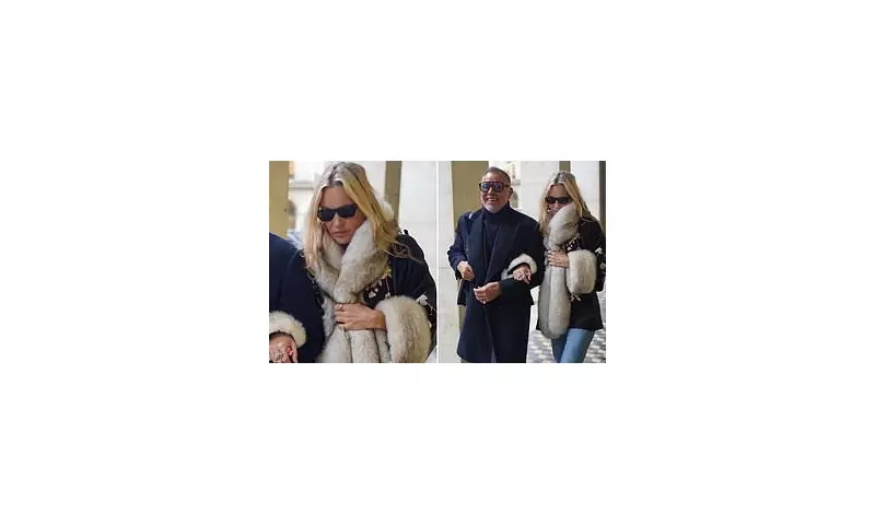 Kate Moss Stuns in Paris Fashion Week Fur Coat with Floral Embroidery