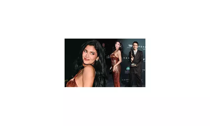 Kylie Jenner Stuns in Gold at Palm Springs Film Festival Supporting Timothée Chalamet