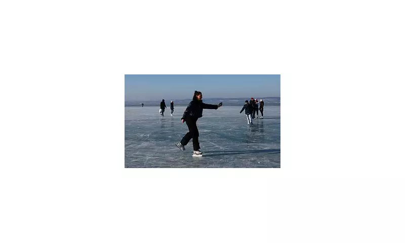 Lake Balaton Freezes Solid for First Time in a Decade, Drawing Skating Crowds