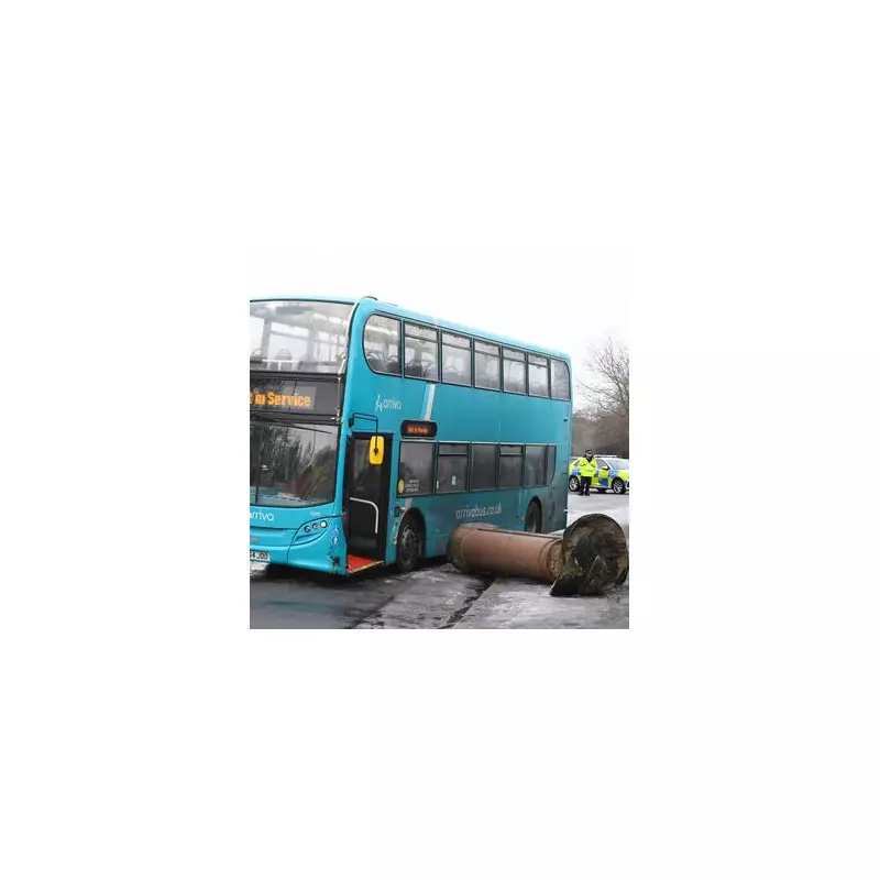 Liverpool bus skids on ice, crashes into historic Sefton Park pillar