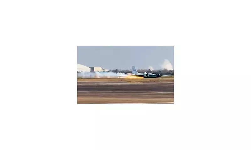 NASA Research Jet Skids Across Houston Runway After Landing Gear Failure