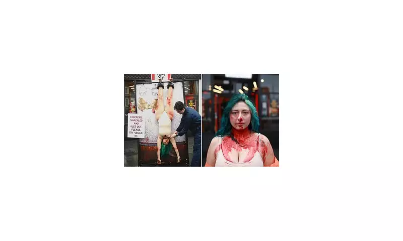 PETA Activists Stage Graphic Chicken Slaughter Protest Outside London KFC