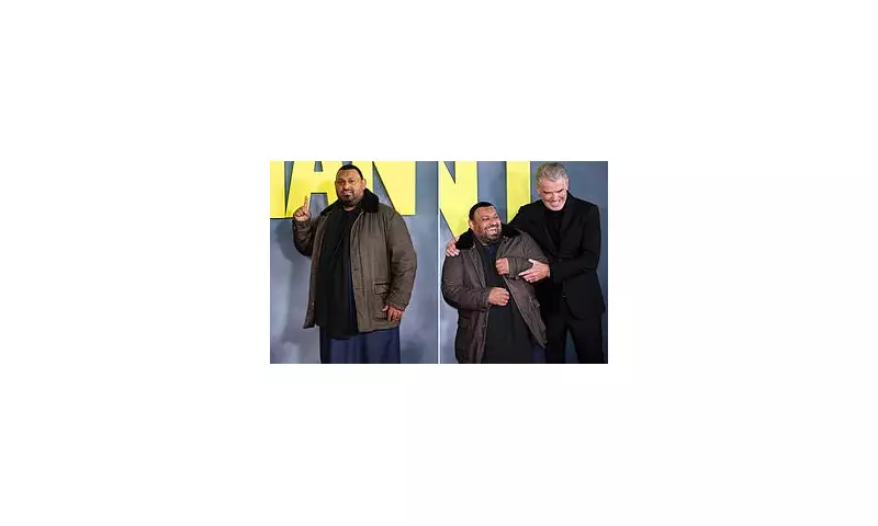 Prince Naseem Hamed & Pierce Brosnan Wrestle at London 'Giant' Premiere