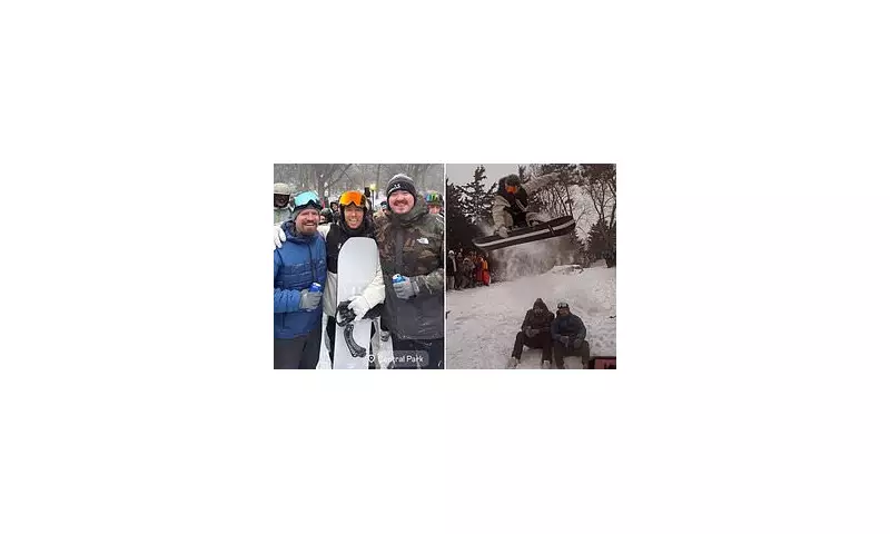 Snowboarding Legend Shaun White Hits Central Park Jumps During NYC Snowstorm