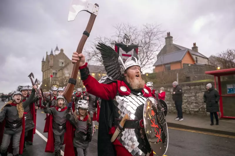 Vikings March Through Shetland for Historic Up Helly Aa Fire Festival