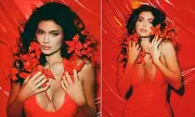 Kylie Jenner Unveils Cosmic Intense Fragrance in Red-Themed Photoshoot