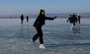 Lake Balaton Freezes Solid for First Time in a Decade, Drawing Skating Crowds