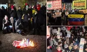 US Flag Burned Outside Downing Street in Protest Against Trump's Venezuela Move