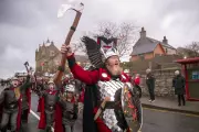 Vikings March Through Shetland for Historic Up Helly Aa Fire Festival