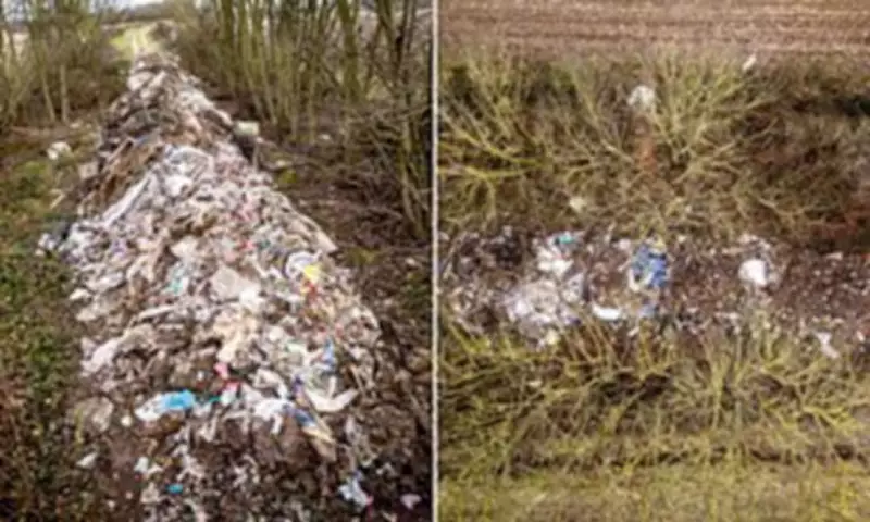 100ft River of Rubbish Dumped Near A1 Motorway in Nottinghamshire