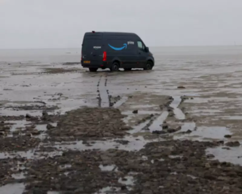 Amazon Van Stranded on UK's Most Dangerous Footpath in Essex