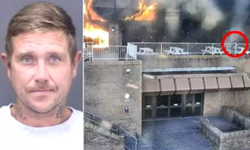 Arsonist Calmly Smokes as Seaside Conference Centre Burns Behind Him