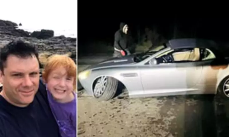 Aston Martin Wrecked by Massive Pothole, Father and Daughter Nearly Killed