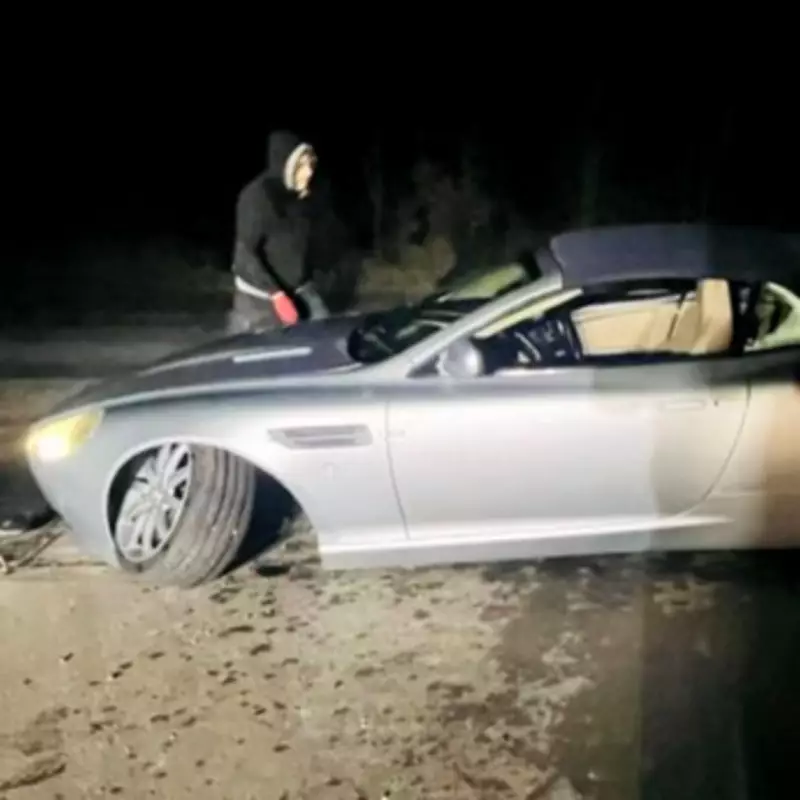 Aston Martin Wrecked by Pothole: Father and Daughter's Lucky Escape