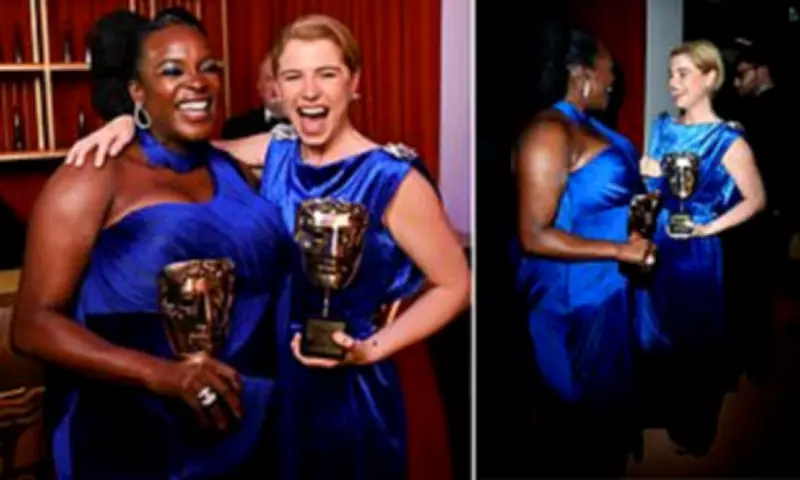 BAFTA 2026 Winners Wunmi Mosaku and Jessie Buckley Twin in Blue Gowns at After-Party
