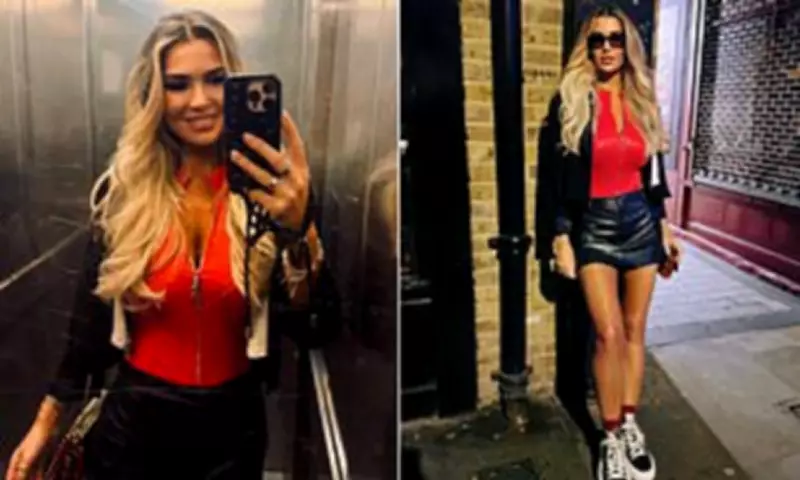 Christine McGuinness Stuns in Red PVC Bodysuit During Night Out
