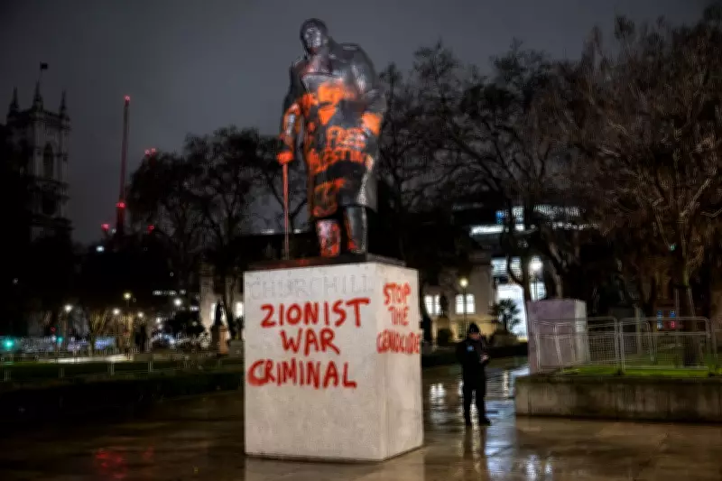 Churchill Statue Defaced with 'Zionist War Criminal' Graffiti in London