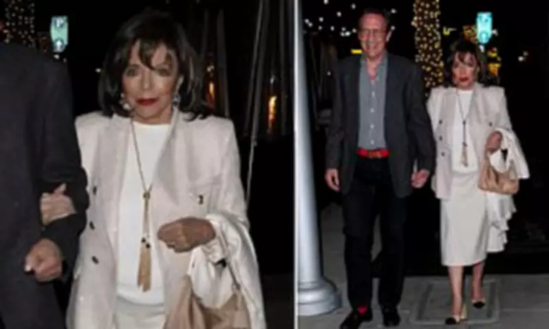 Dame Joan Collins Debuts Chic New Hairstyle for 24th Anniversary with Husband Percy Gibson