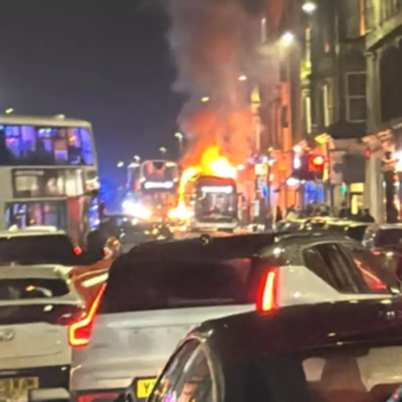 Edinburgh Bus Erupts in Flames on South Clerk Street, Fire Crews Respond