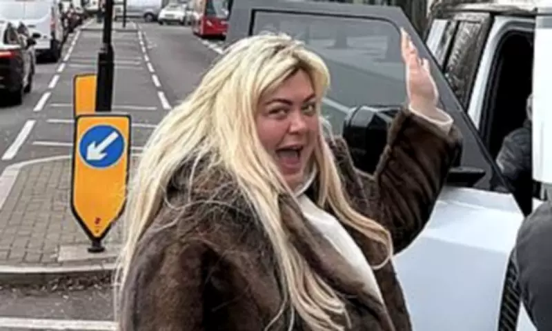 Gemma Collins Poses with Fans During Range Rover Breakdown in London
