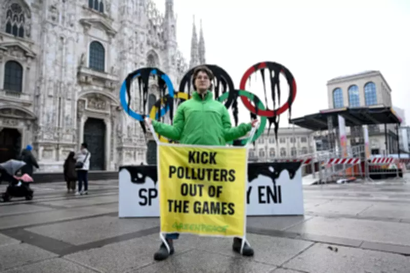 Greenpeace Stages Milan Olympic Torch Protest Over Eni Sponsorship