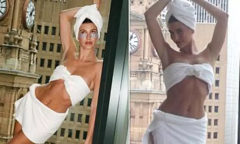Hailey Bieber Flaunts Toned Figure in Towel Outfit After Billion-Dollar Deal