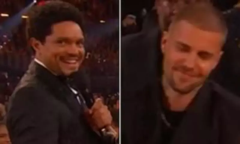Justin Bieber's Awkward Grammy Moment Goes Viral as He Grimaces at Trevor Noah