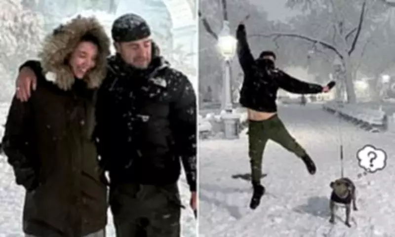 Justin Theroux and Pregnant Wife Brave NYC Blizzard to Walk Their Dog