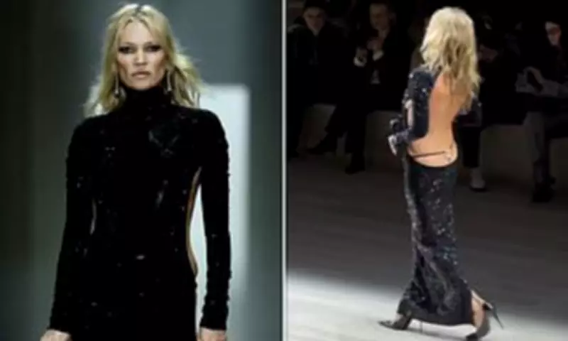 Kate Moss Storms Gucci Runway in Daring Thong Dress at Milan Fashion Week