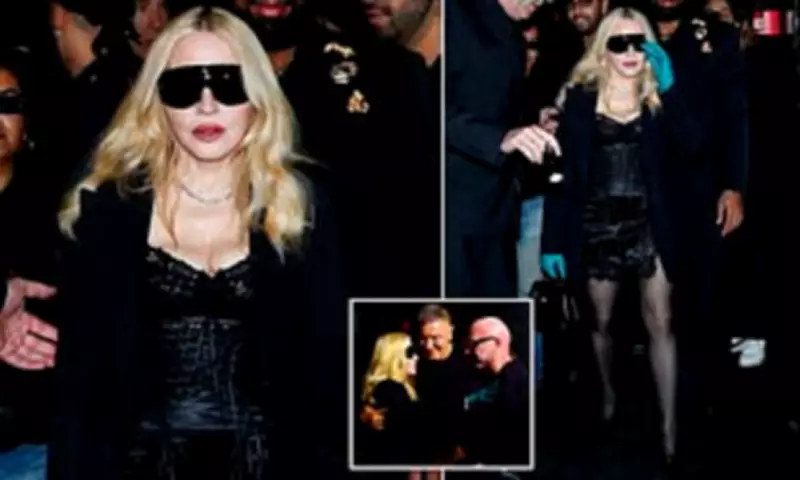 Madonna Stuns in Corset Dress at Milan Fashion Week Show