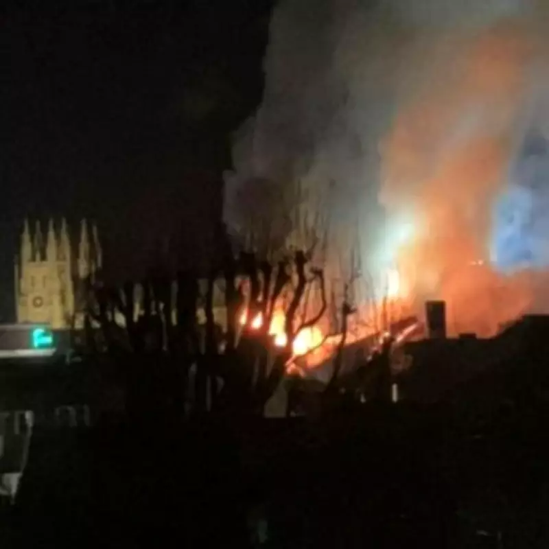 Major Fire Engulfs Former Canterbury Cinema, Residents Urged to Stay Indoors