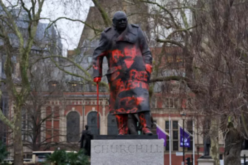 Man Arrested After Churchill Statue Vandalised with Anti-Zionist Graffiti