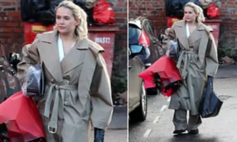 Molly-Mae Hague Spotted in Chic Trench Coat with Valentine's Flowers in Cheshire