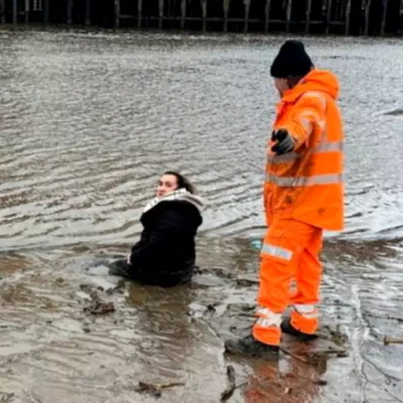 Mum Trapped in Knee-Deep Mud at Whitby Beach While Rescuing Daughter